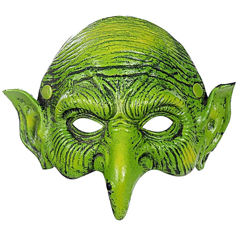 Mask Witch Pu Green Meia Face Cosplay Festa De Cosplay De Halloween