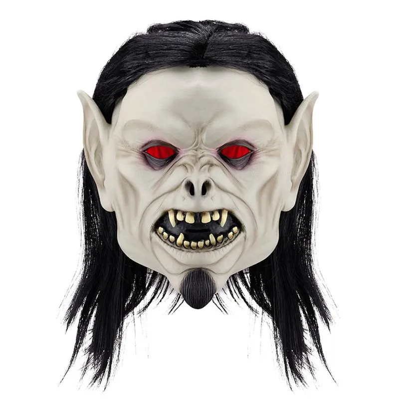 Máscara De Látex Com Capa Facial Completa Black Hair Ghost Halloween