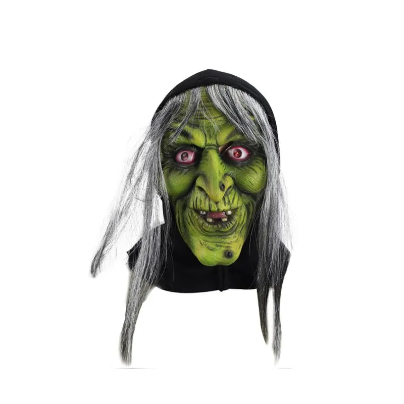 Máscara De Bruxa De Halloween, Capa Facial De Látex Luminoso Led