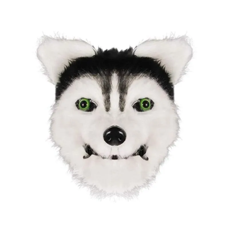 Máscara Huskie, Capa Facial De Pelúcia, Decoração De Festa De Halloween