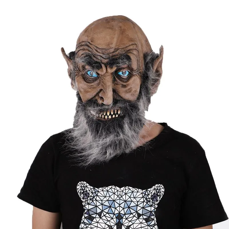 Máscara White Beard Elf Old Man Latex Para O Carnaval De Halloween