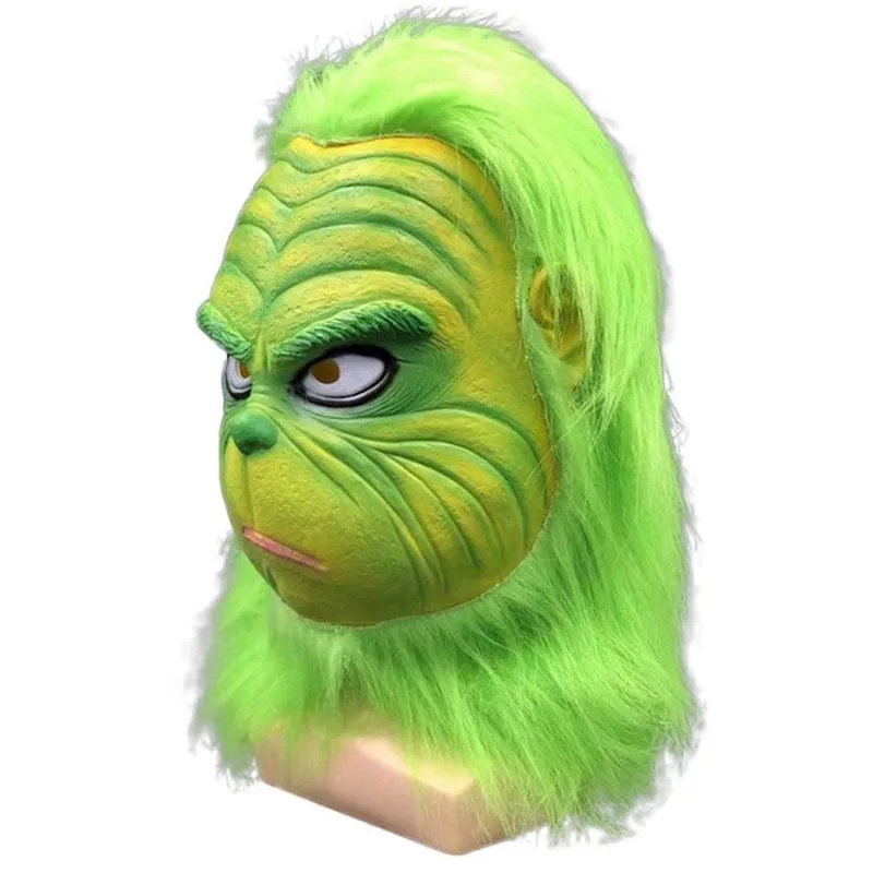 Máscara De Látex Green Hair Monster Grinches Para O Carnaval De Halloween