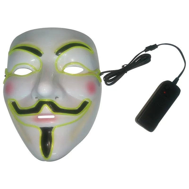 Máscara Luminous V Vendetta Máscara De Látex Para Festa De Halloween
