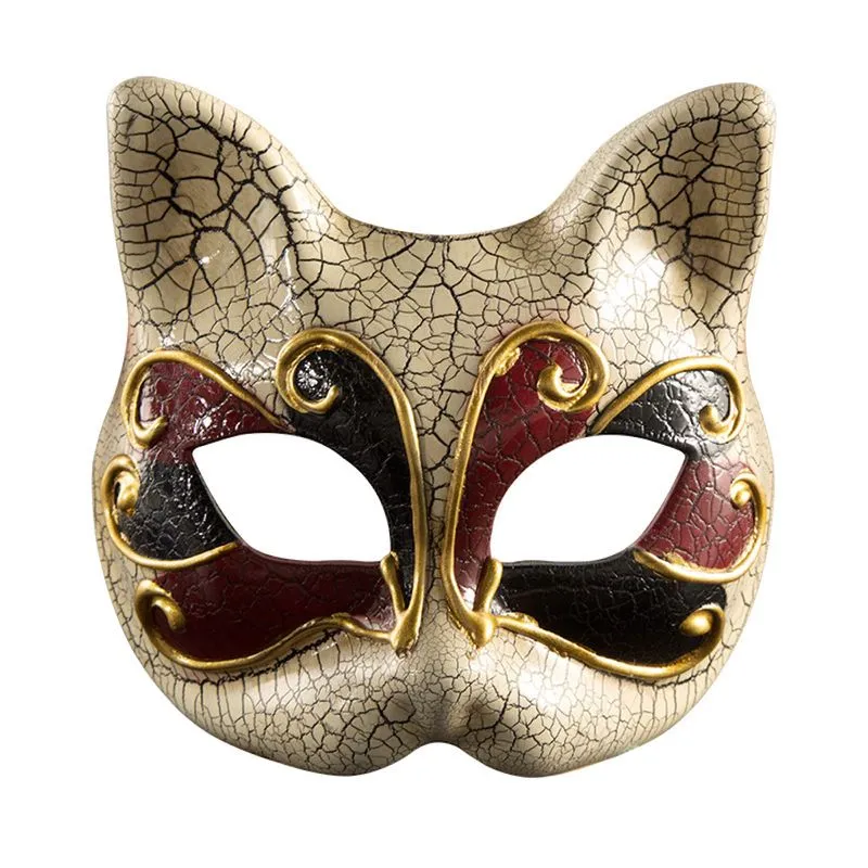 Máscara Venice Half Face Kitten Latex Para O Carnaval De Halloween