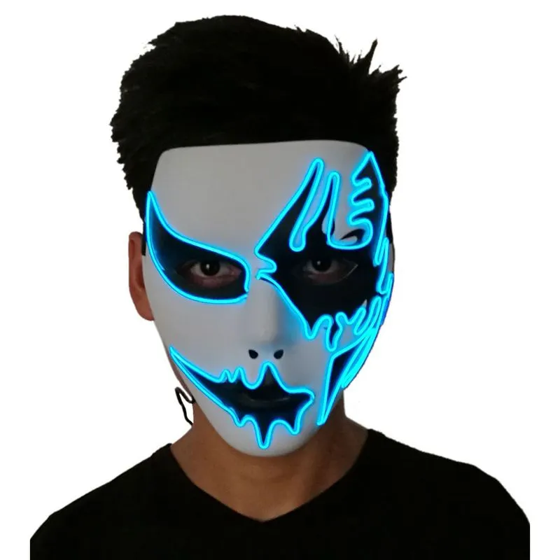 Máscara Cold Light El Wire De Látex Pintada À Mão Para Halloween