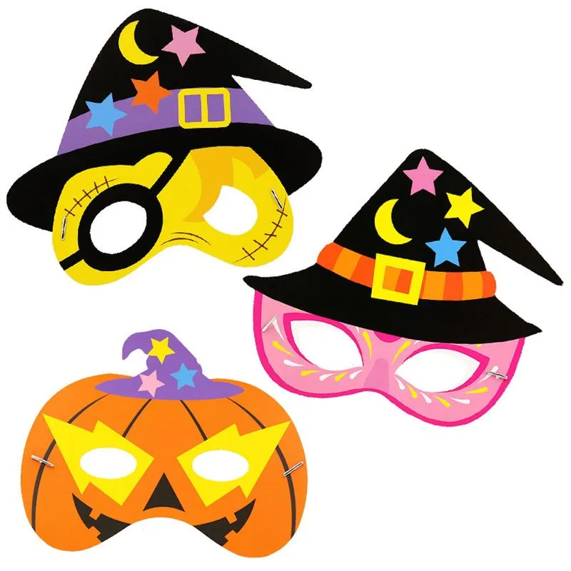Máscara De Papel De Halloween Para Crianças, Masquerade, Látex, 3 Unidades