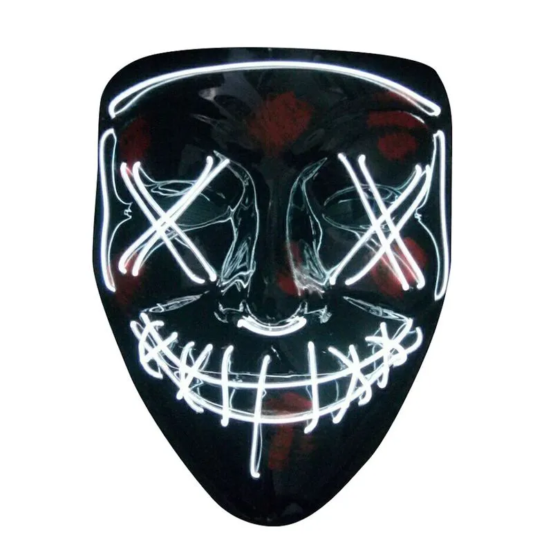Máscara Led Luminous El Cold Light Latex Para Festa De Carro De Halloween