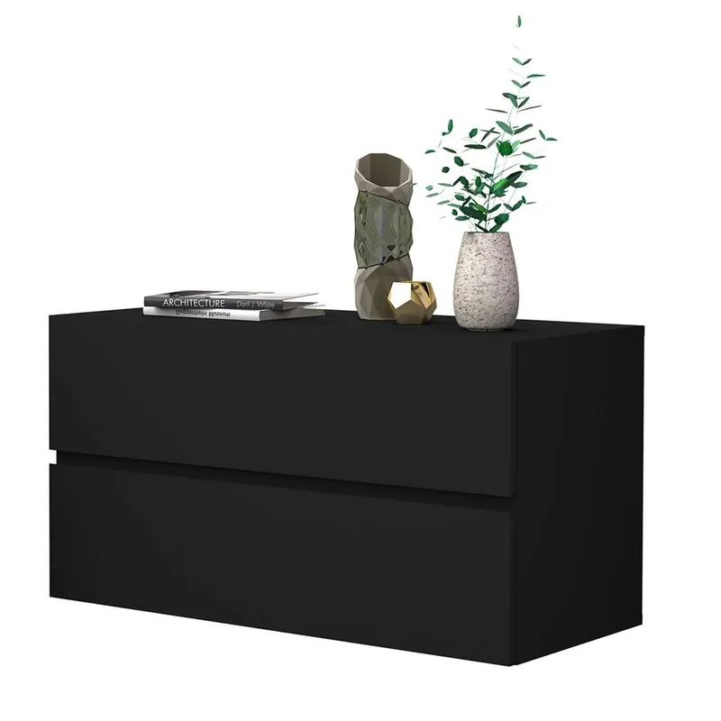 Mesa de cabeceira 2 gavetas de parede corrediça telescopica cor preto