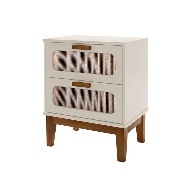 Mesa de Cabeceira Santorini 45cm de Design Moderno Off White