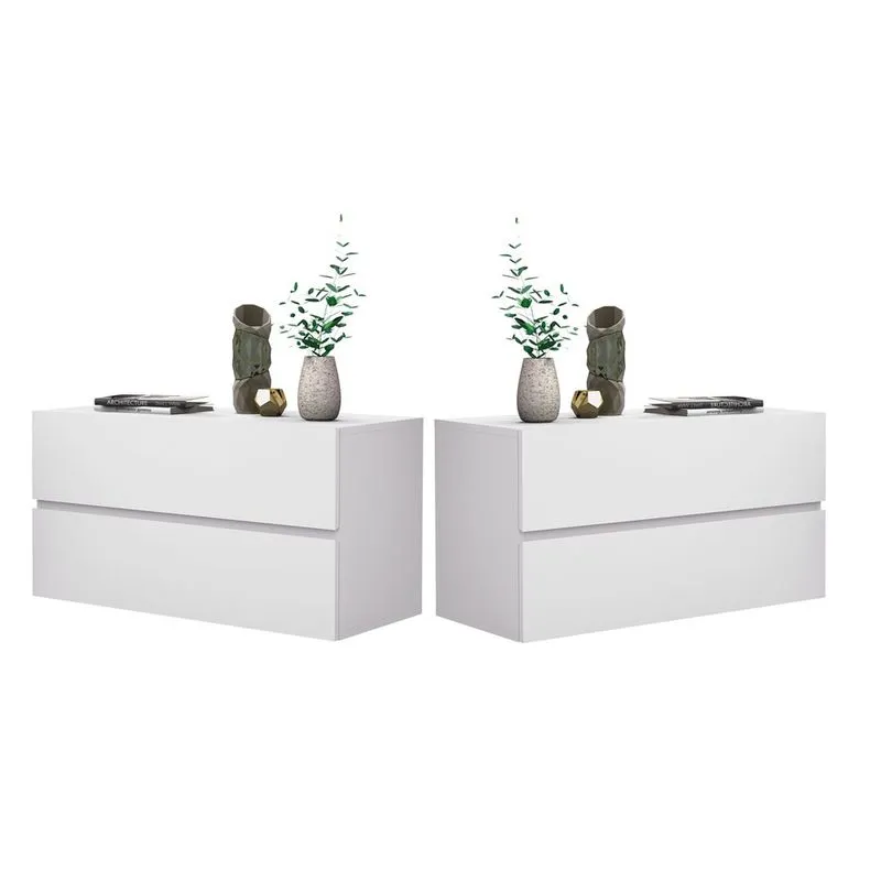 Kit 2 Mesa de cabeceira eros 60 estilo moderno europeu suspensa de parede