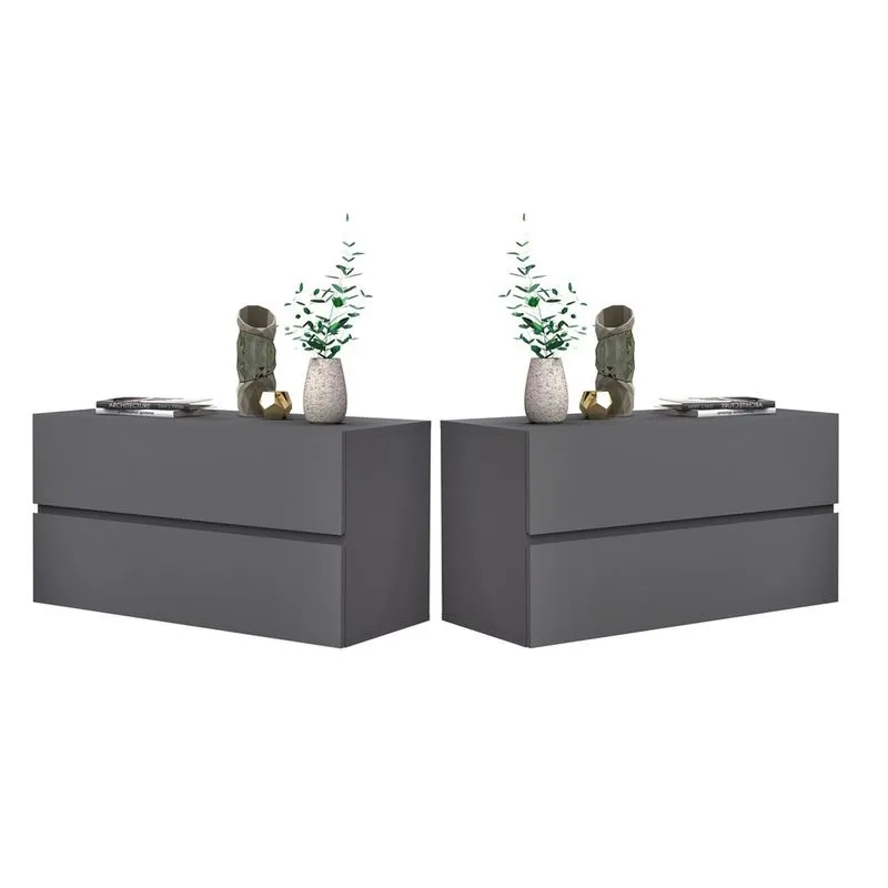 Kit 2 Mesa de cabeceira eros 60 estilo moderno europeu suspensa de parede