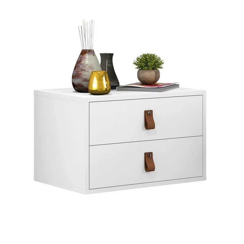 Mesa de Cabeceira Suspensa Branco 45cm 2 Gavetas