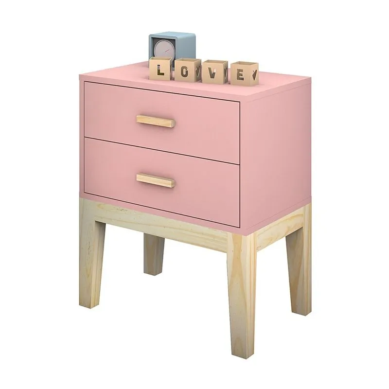 Mesa De Cabeceira Rosa 45 cm Retrô Teen Kids Quarto