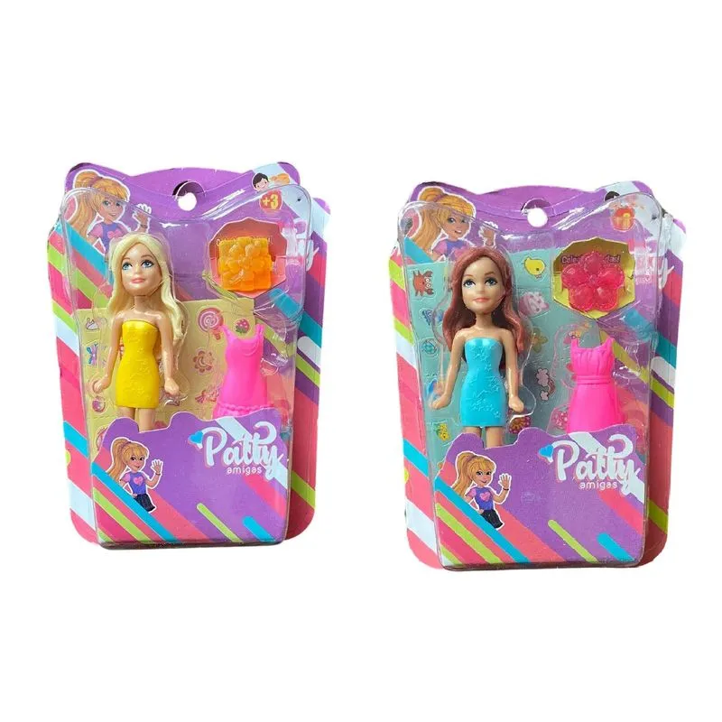Kit 2 Bonecas Pequena Fashion Acessórios E Anel Brinquedo