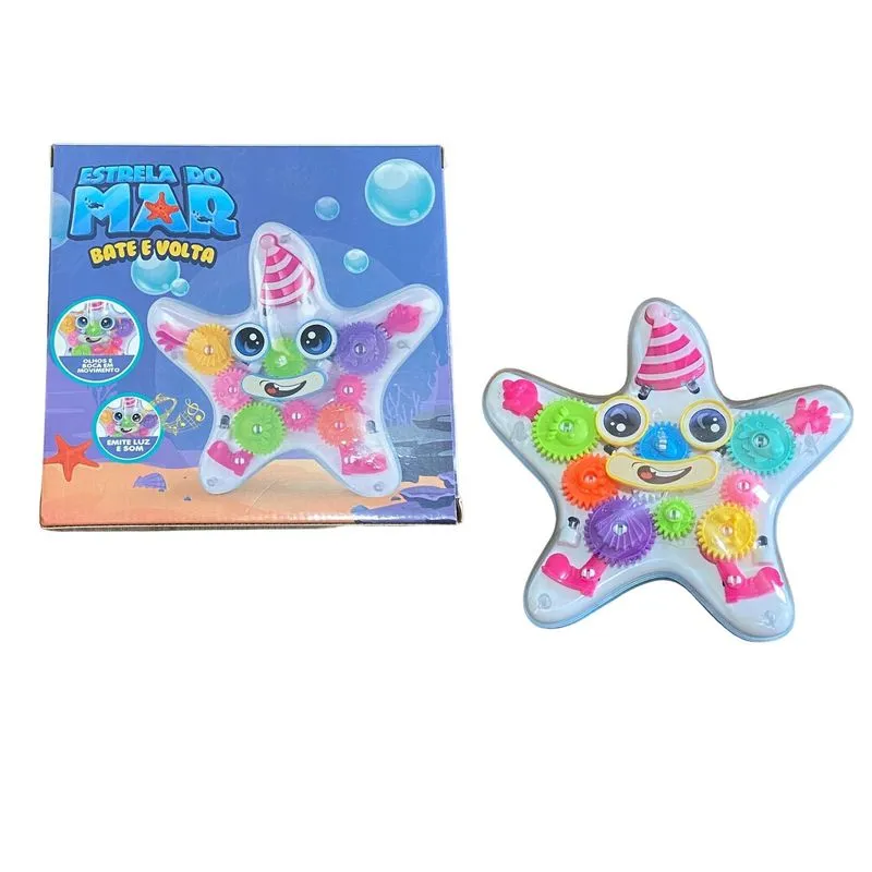 Brinquedo Infantil Estrela Do Mar Com Som E Luz Bate E Volta