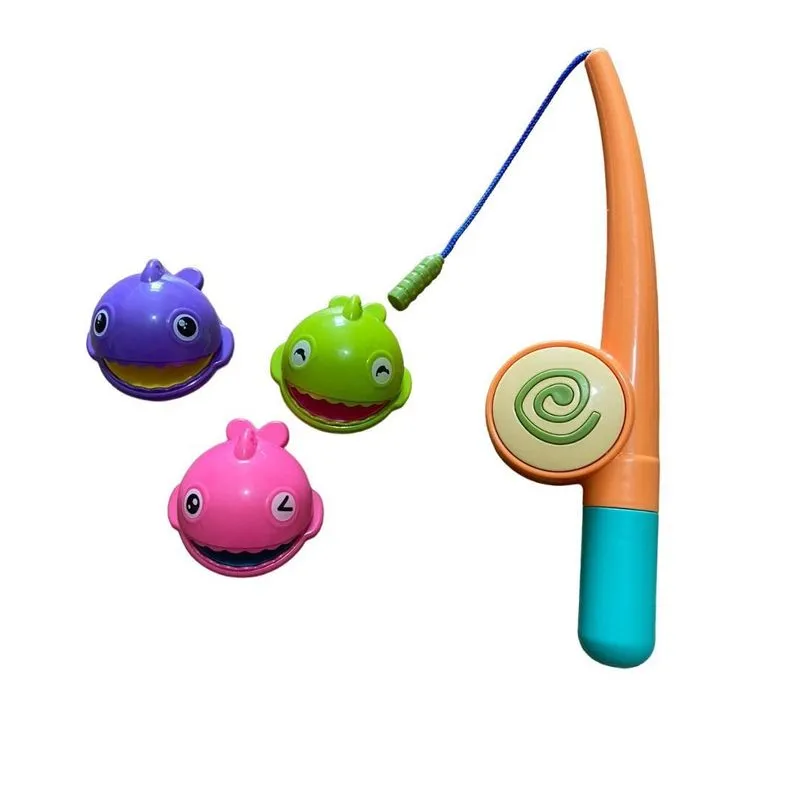 Brinquedo Vara De Pescar Com 3 Peixes Banho Divertido
