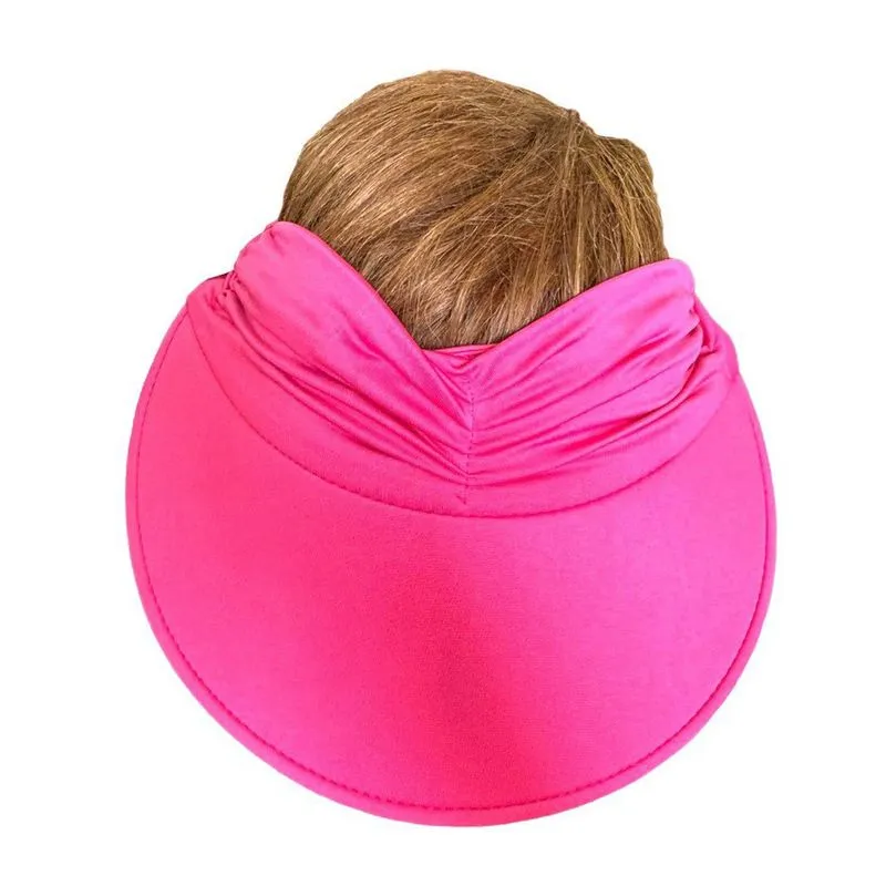Chapeu Viseira Turbante Rosa Proteção Sol Praia Piscina-2un