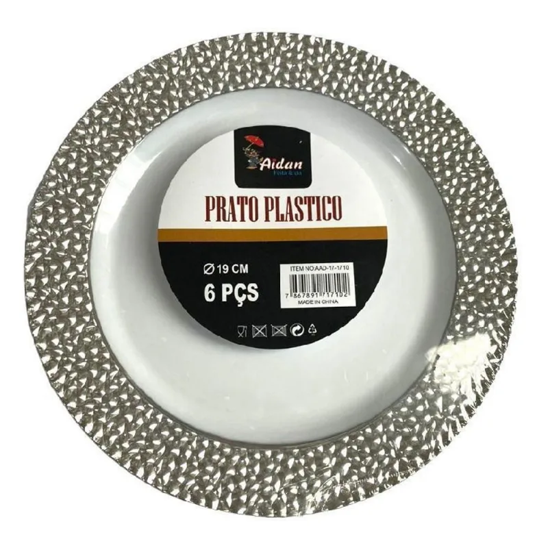 Pratos Sobremesa Descartáveis Luxo - 24 Unid | Estampas Natal | 19cm
