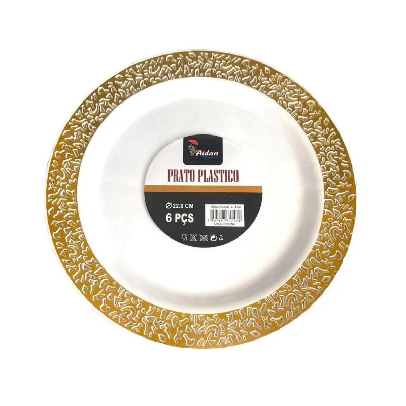 Prato De Natal Réveillon De Jantar Ou Petiscos Branco 22.8cm