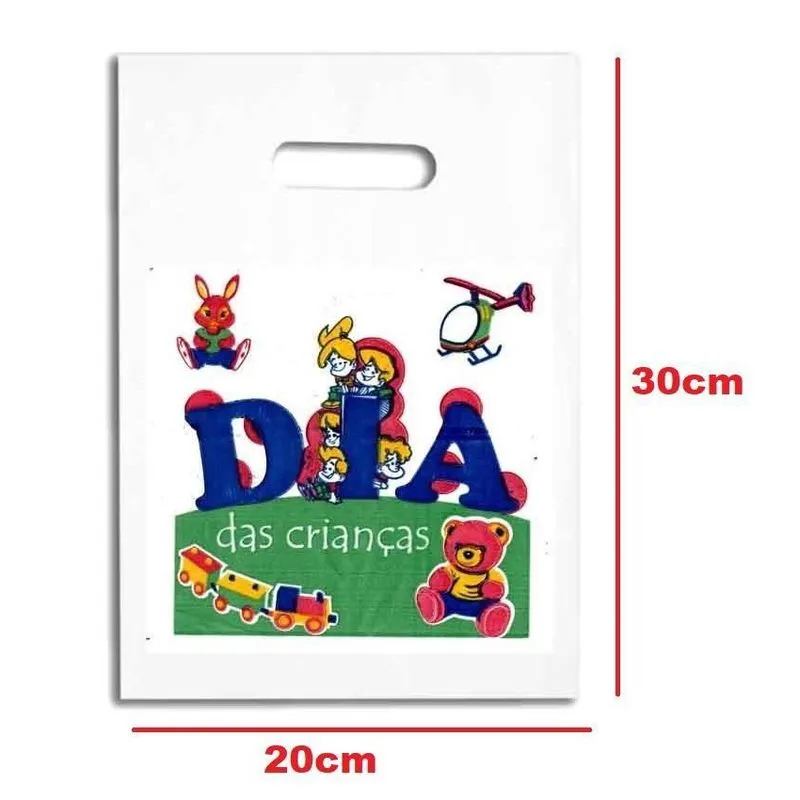 100 Sacolas Plásticas Personalizadas Brancas 30x20cm