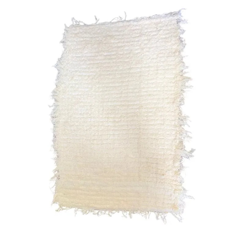 Passadeira Tapete Felpudo Boho Cru Artesanal 60Cm Passadeira