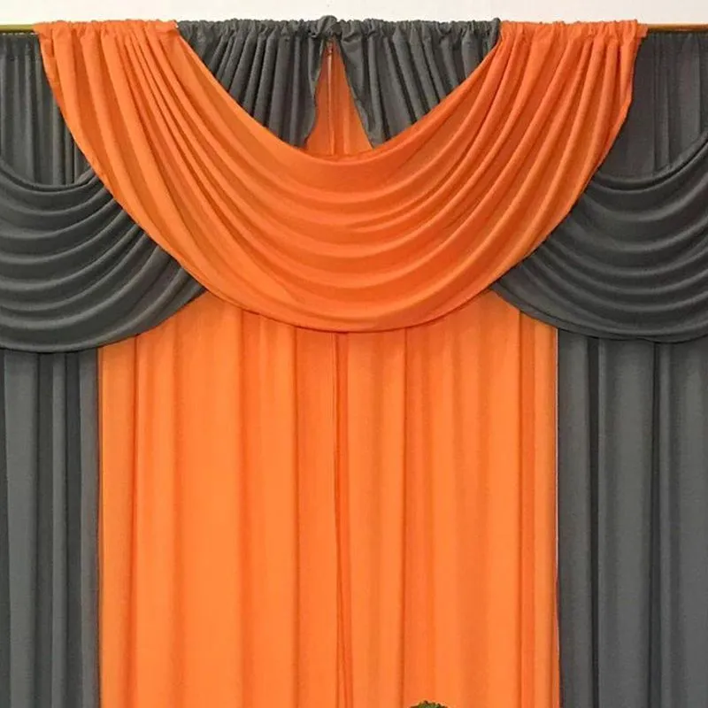 Cortina Veneza 3,00M X 2,60M Laranja Cinza Tecido Malha Gel Premium Varão Duplo Sala Quarto