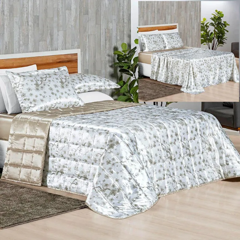 Coordenado Cobre Leito E Lençol Charme King 7 Peças - Marfim