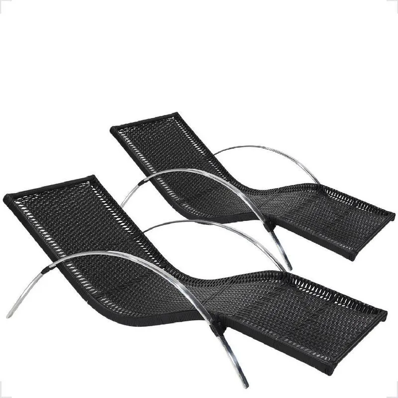 Kit 2 Espreguiçadeiras Cadeiras Caribe Alumínio Com Braço preto