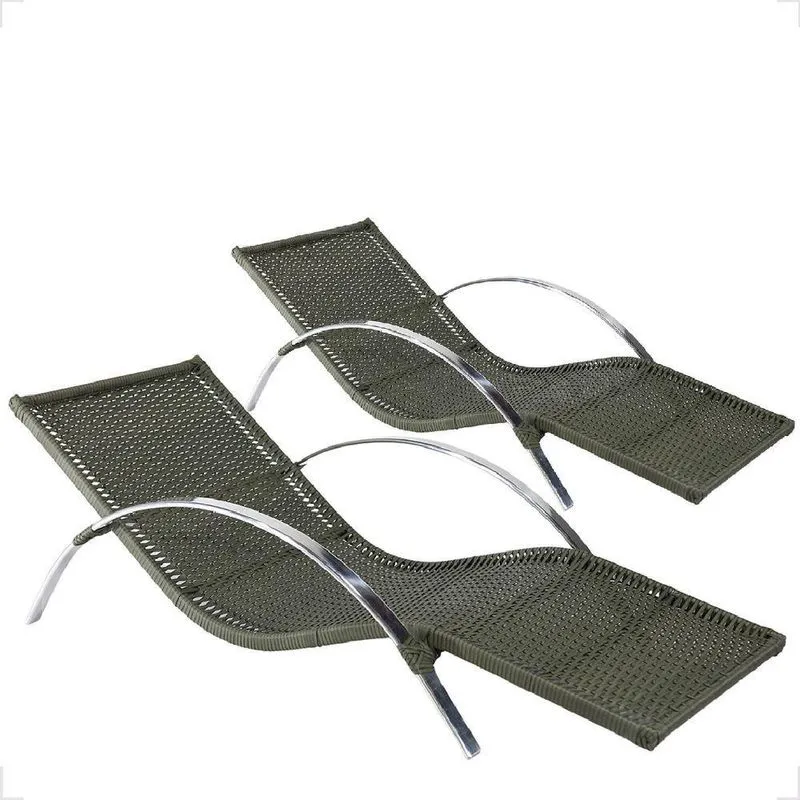 Kit 2 Espreguiçadeiras Cadeiras Caribe Alumínio Com Braço verde