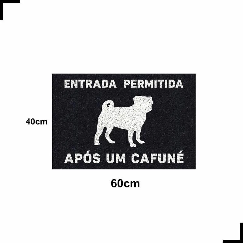 Tapete Capacho Entrada Cafuné Pug 60x40 Cachorro Pet Focinho
