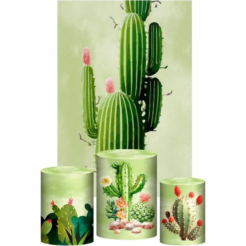 Kit Casado Cactos Trio Capa Cilindro Retangular Tecido