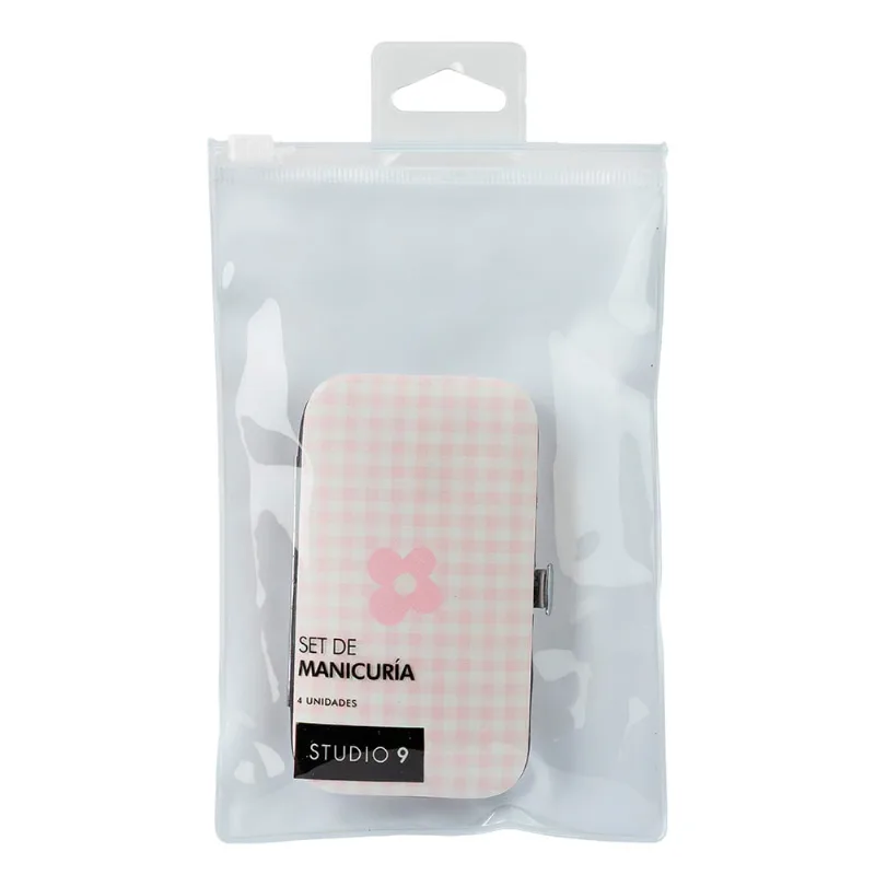 Set de Manicura Studio 9 Caja Metalica Print Rosa Cute x 4 un