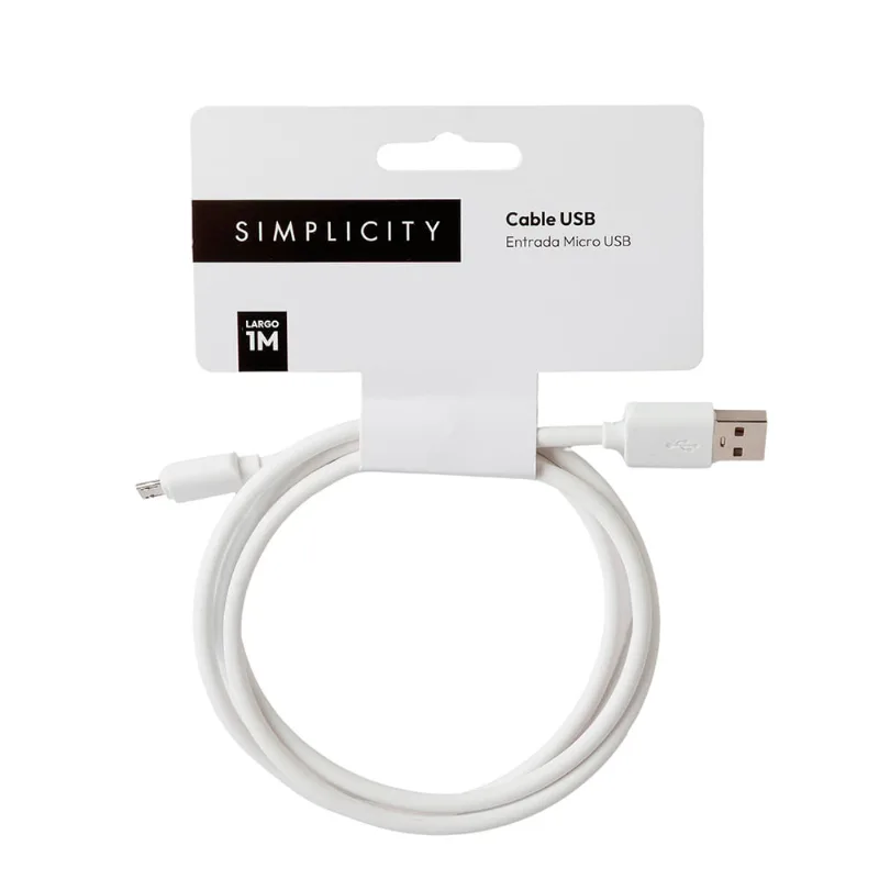 Cable Usb Micro Usb 1m 2A Blanco Simplicity Tech Ola12