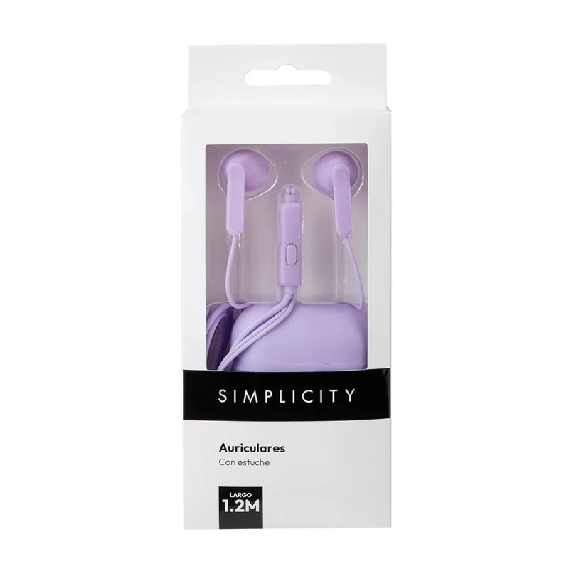 Auriculares con Estuche Lila Liso Simplicity Tech Ola12