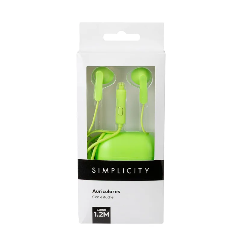 Auriculares con Estuche Verde Liso Simplicity Tech Ola12