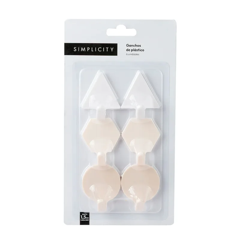 Ganchos Plásticos con Formas Simplicity Home x 6 un