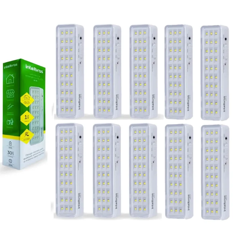 Kit Luz de Emergência Luminária Lea 31 Led 1w Bivolt Lítio Intelbras Super Slim Emergencial Autônoma