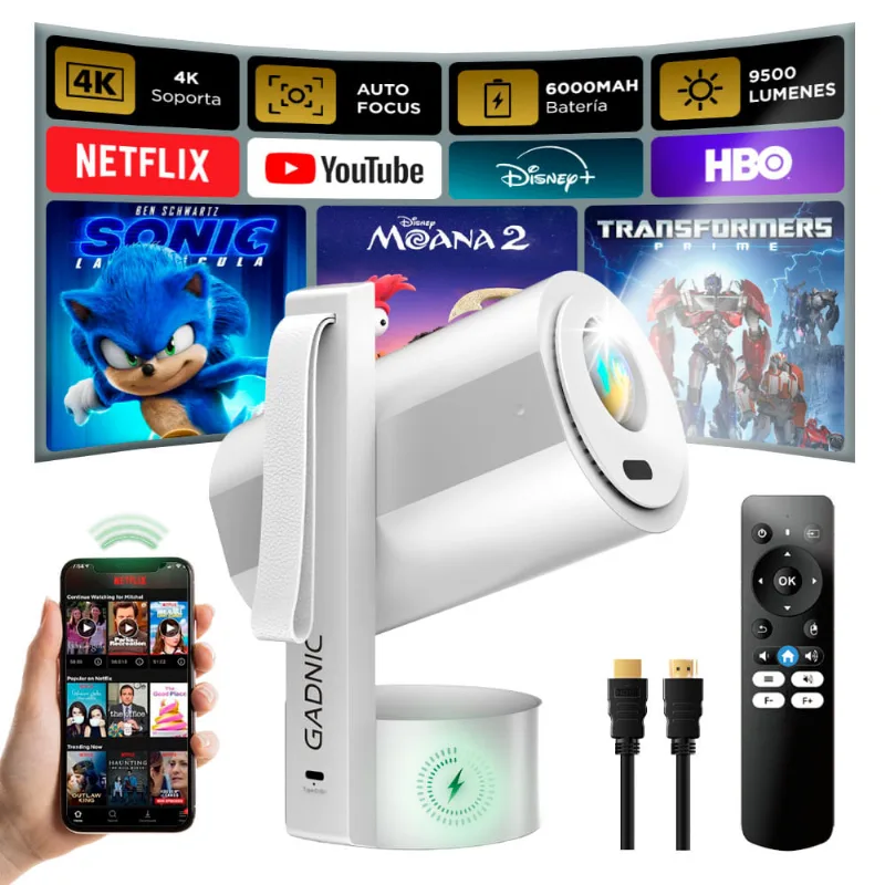 Proyector Inalámbrico Gadnic Full HD 1920x1080 Auto Enfoque Automático 250 ANSI Lumenes