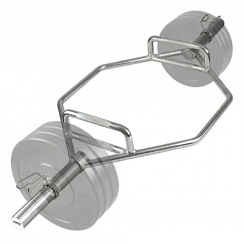 Trap Bar Olimpica Force By Gadnic Hexagonal 50mm Acero Macizo Cromado 145cm 22kg