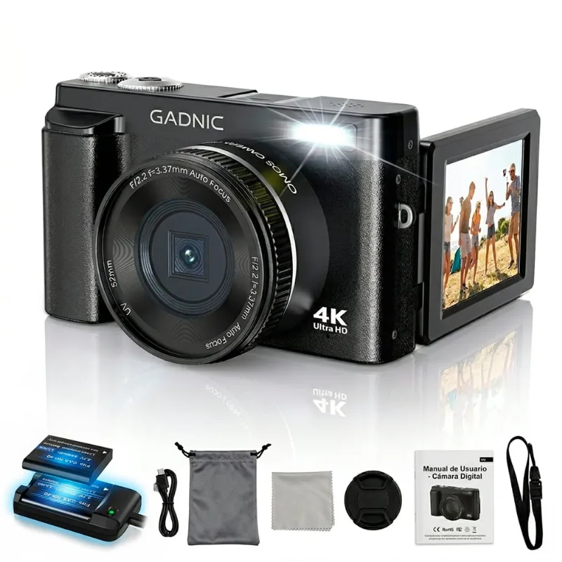 Cámara Digital 4K Gadnic 48MP Pantalla Abatible Vlogging