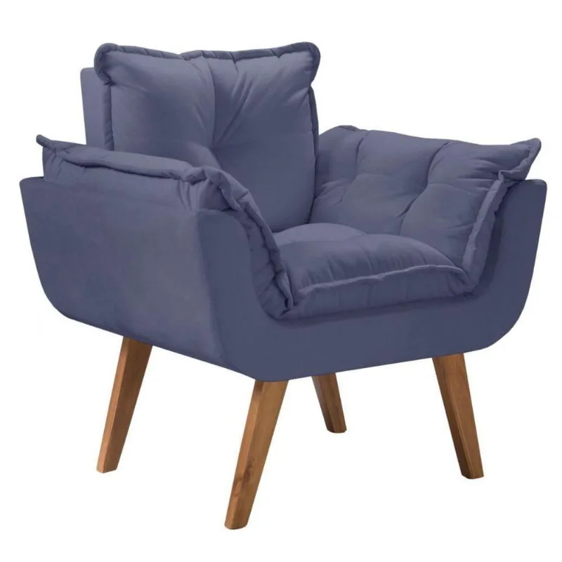 Poltrona Opalla 1 Lugar Suede D Salla Azul Bic