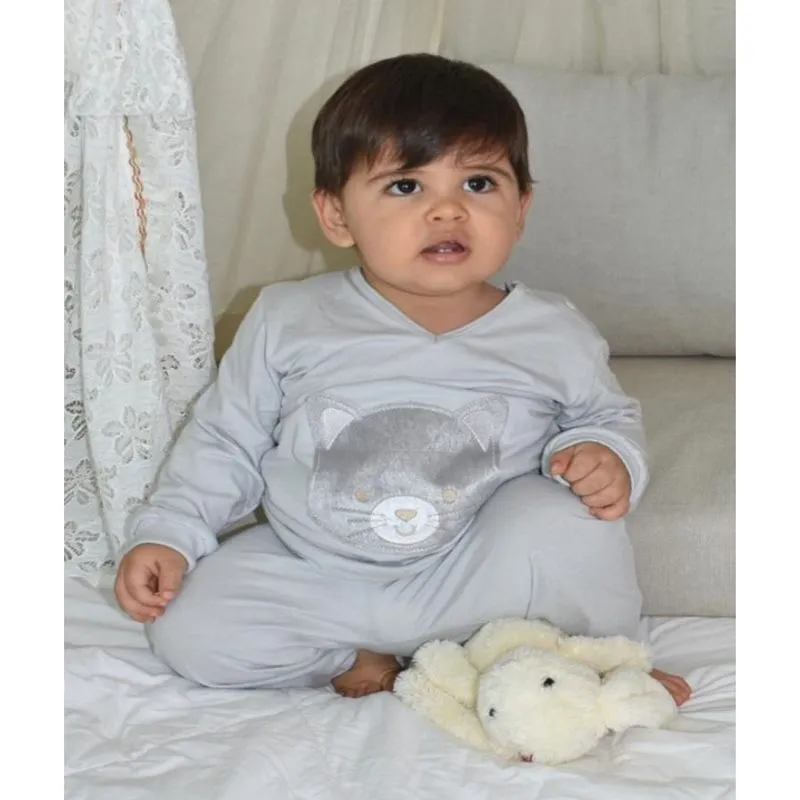 Pijama infantil menino manga longa gatinho