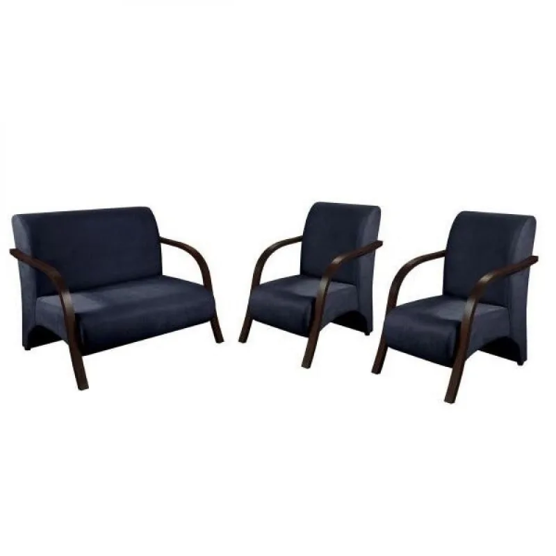 Conjunto Vênus Braço Madeira Suede Azul Bic