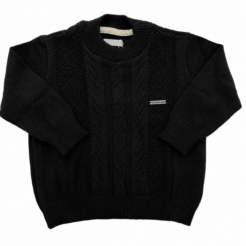 Blusa De Tricô Miguel Texturizada Preto