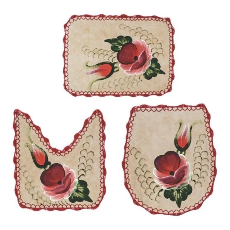 10 Kits Tapetes Banheiro Emborrachado Pintado Bico Croche