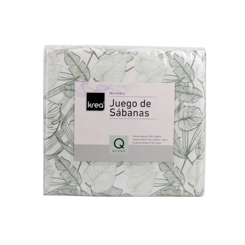 Sabana Queen Size Mf 120gramos Por Metro Cuadrado Hojas Krea