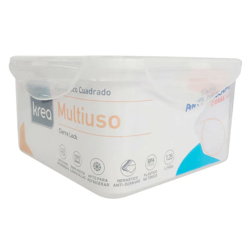 Hermético cuadrado Easy lock 1.25 L Krea