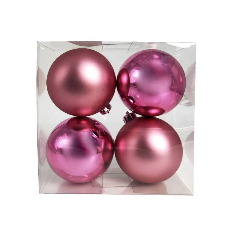 Set 4 Esferas 8cm Rosa - Krea