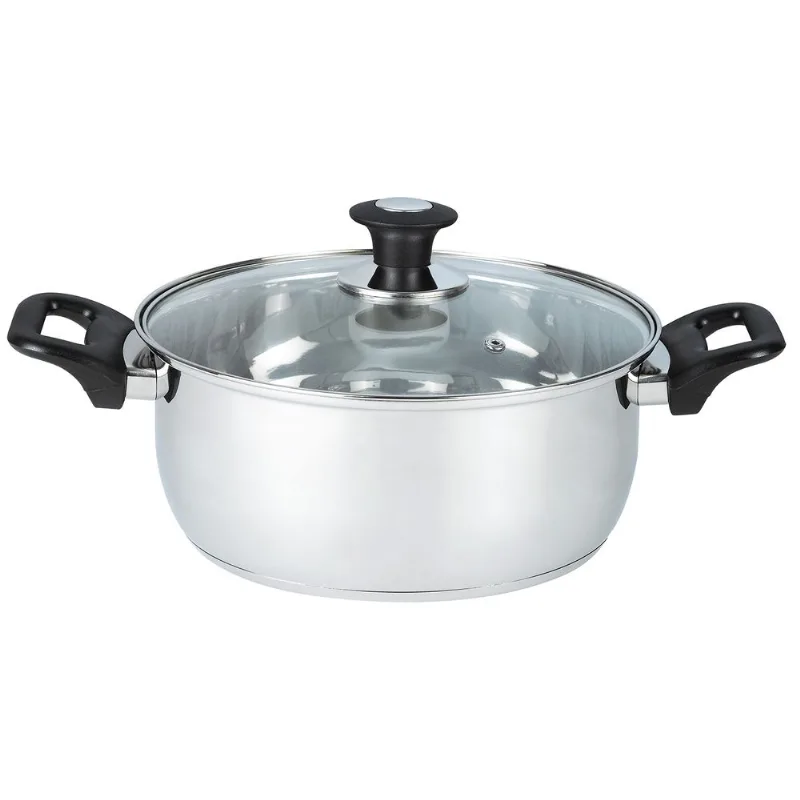 Cacerola Gris de Acero Vidrio y Baquelita 28 Cm Krea Olla De Acero 28 Cm Krea