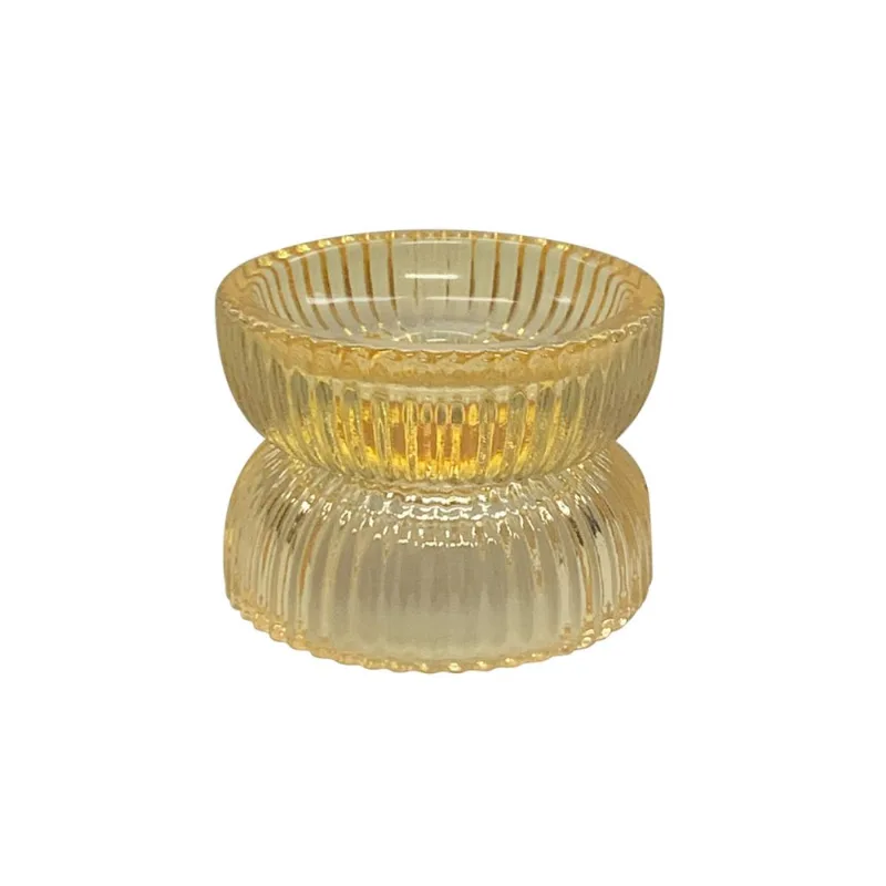 Portavela de Vidrio Amarillo 8 x 8 x 6 Cm Krea Portavela México De Vidrio Krea